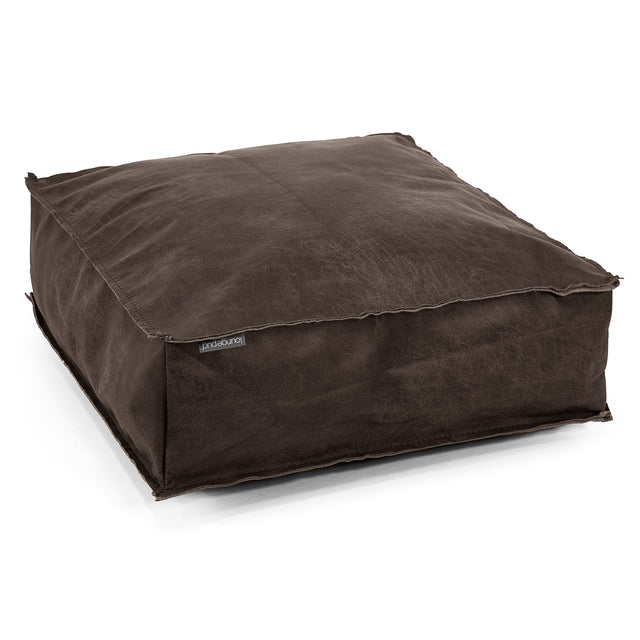 Large Floor Cushion - Distressed Leather Natural Slate 01