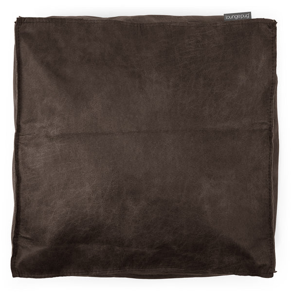 Large Floor Cushion - Distressed Leather Natural Slate Fabric Close-up Image