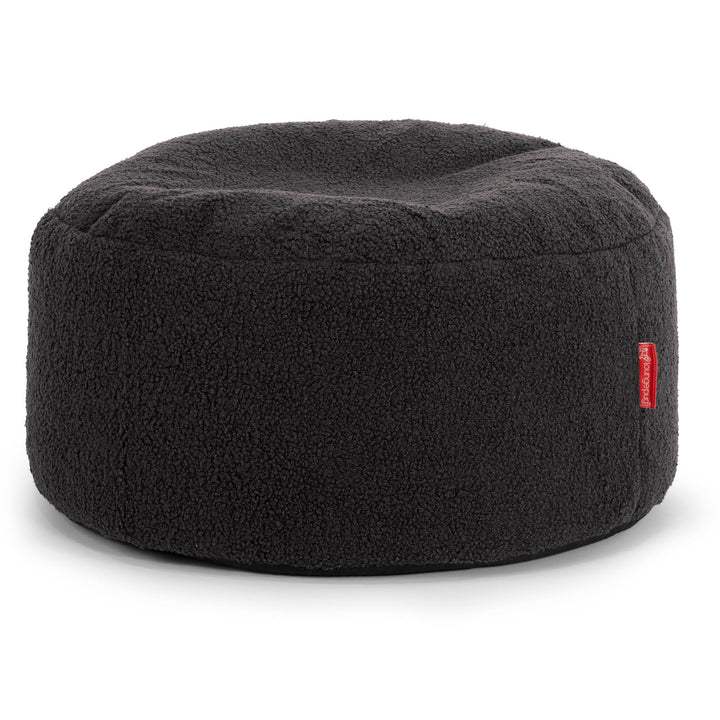 Large Round Footstool - Boucle Graphite Grey 01