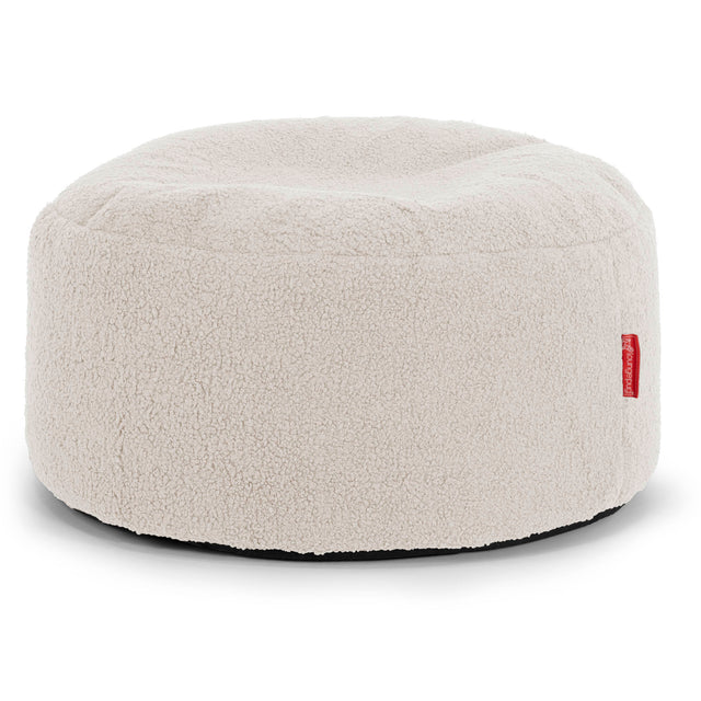 Large Round Footstool - Boucle Ivory 01