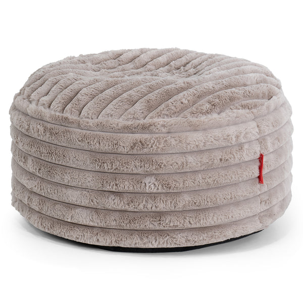 Large Round Footstool - Ultra Plush Cord Minky 01