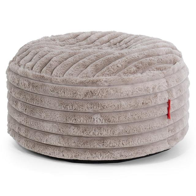 Large Round Footstool - Ultra Plush Cord Minky 01