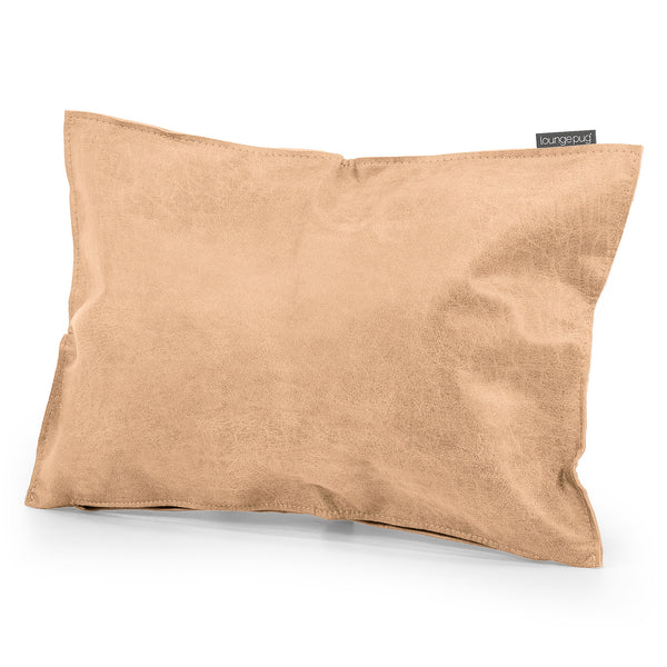 Decorative Rectangular Cushion Cover 35 x 50cm - Distressed Leather Honey Brown Fabric Close-up Image