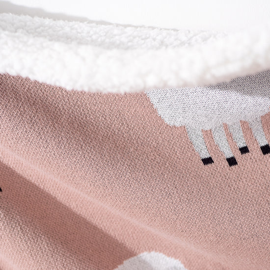 Throw / Blanket - Knitted Sheep Pink 02