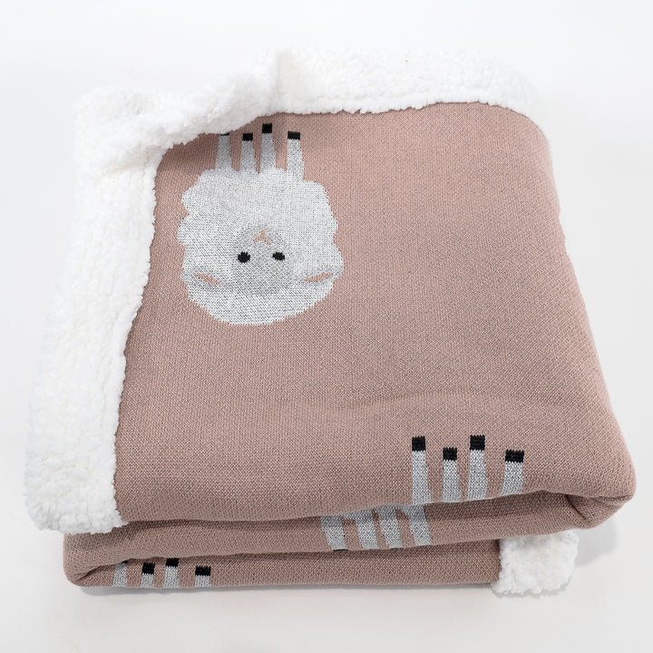 Throw / Blanket - Knitted Sheep Pink 03