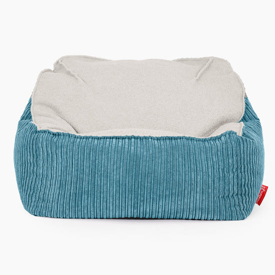 Sloucher Bean Bag Chair - Boucle & Cord Aegean Blue 02