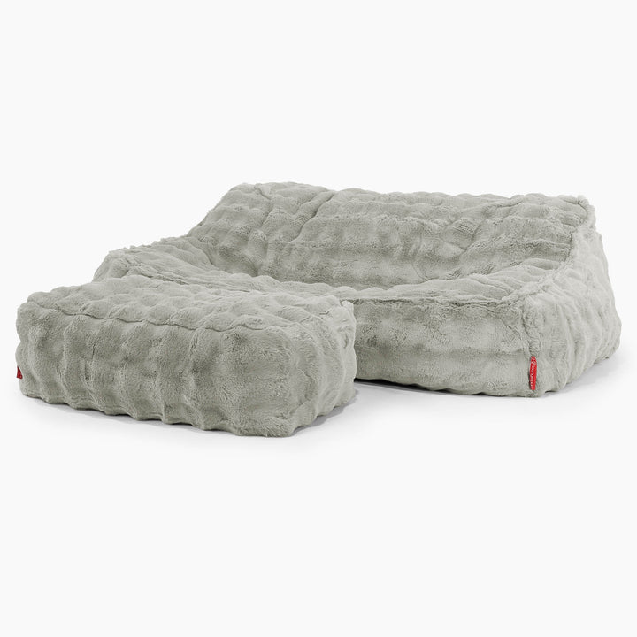 Sloucher Bean Bag Sofa - Bubble Faux Fur Sage Green 03