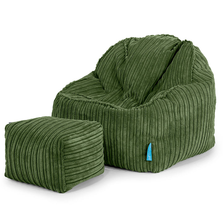 Sloucher Child's Bean Bag 2-6 yr - Cord Forest Green 03