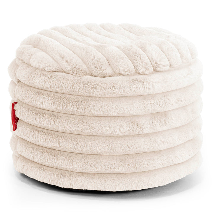 Small Round Footstool - Ultra Plush Cord Cream 01