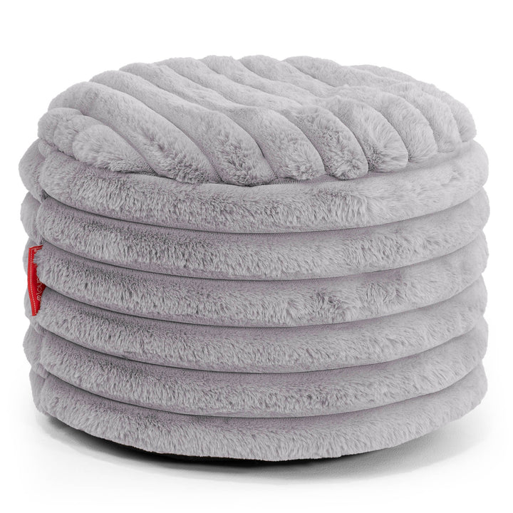 Small Round Footstool - Ultra Plush Cord Grey 01