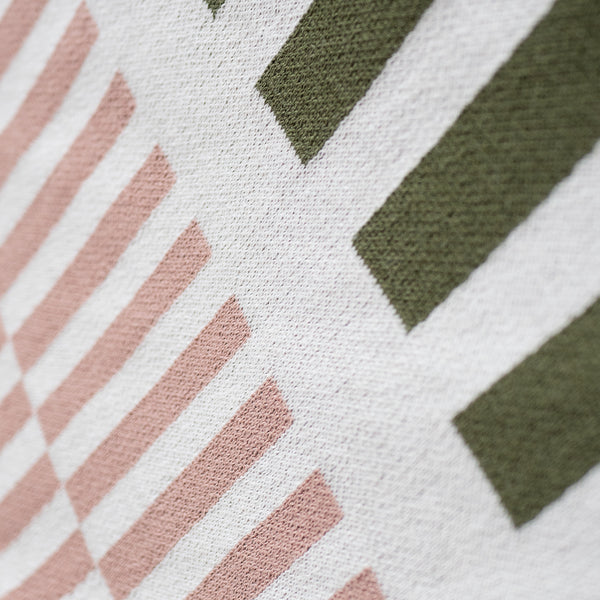 Throw / Blanket - Cotton Blend Stripe Green Fabric Close-up Image