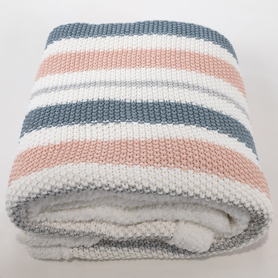 Throw / Blanket - Knitted Stripe Pastel 03