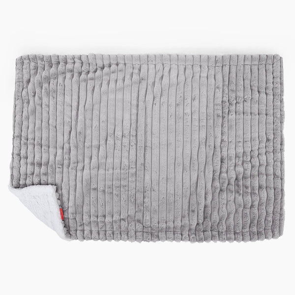 Sherpa Throw / Blanket - Ultra Plush Cord Grey Fabric Close-up Image