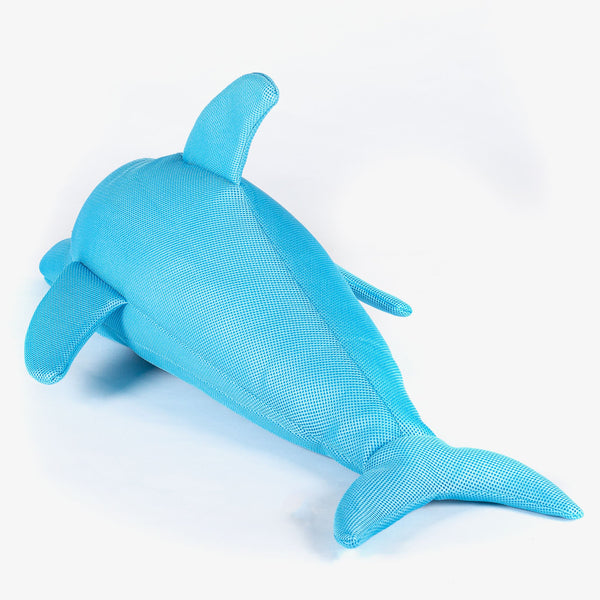 Children's Dolphin Waterproof Pool Toy Bean Bag 3-8 yr - Aqua Blue Fabric Close-up Image