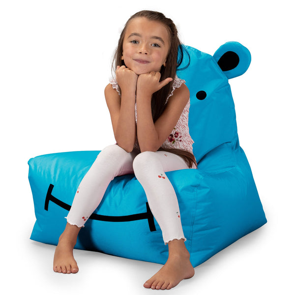 Hippo Kids Waterproof Bean Bag Chair 3-8 yr - SmartCanvas™ Aqua Blue Fabric Close-up Image