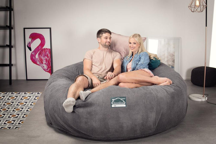 CloudSac 3000 XXL King Sized Memory Foam Beanbag Sofa - Pom Pom Charcoal Grey 02