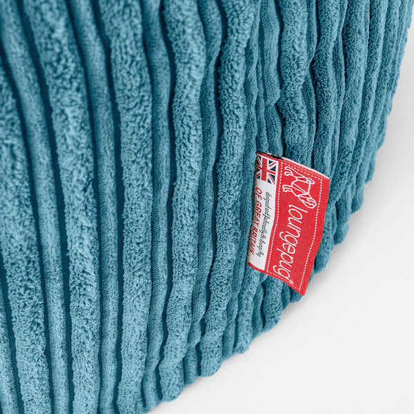 Scandi Lounger Bean Bag Chair - Cord Aegean Blue Fabric Close-up Image