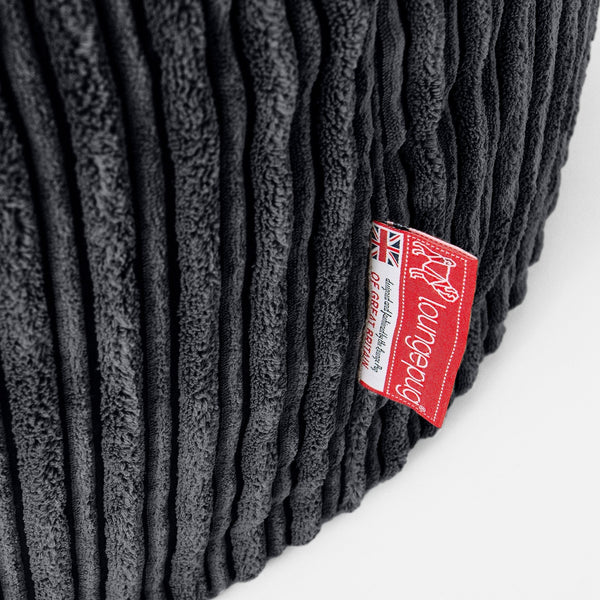 Children's Armchair Bean Bag 3-8 yr - Cord Black Fabric Close-up Image