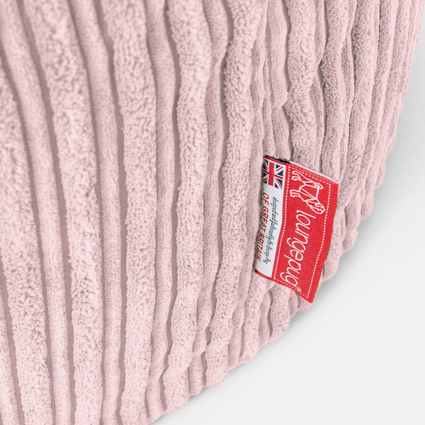 Large Round Footstool - Cord Blush Pink Fabric Close-up Image
