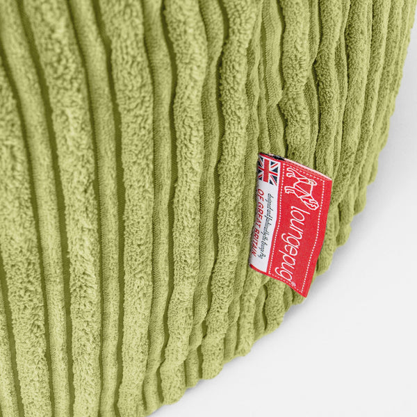 Highback Bean Bag Chair - Cord Lime Green Fabric Close-up Image
