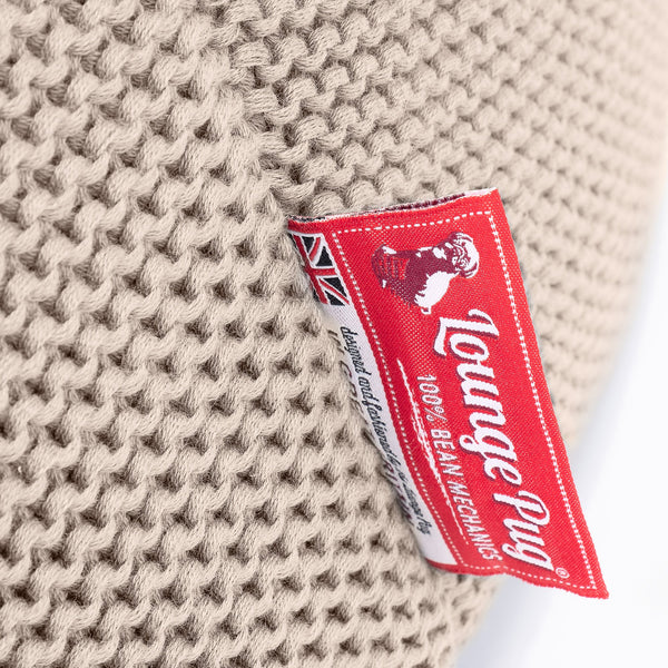 Classic Bean Bag Chair - Ellos Knitted Cream Fabric Close-up Image