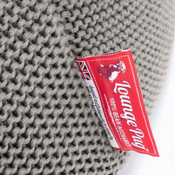 Highback Bean Bag Chair - Ellos Knitted Graphite Grey Fabric Close-up Image