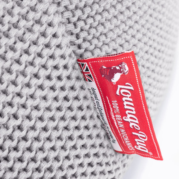 Kids Armchair Bean Bag for Toddlers 1-3 yr - Ellos Knitted Light Grey Fabric Close-up Image