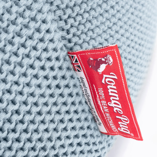 Gaming Lounger Bean Bag - Ellos Knitted Misty Blue Fabric Close-up Image