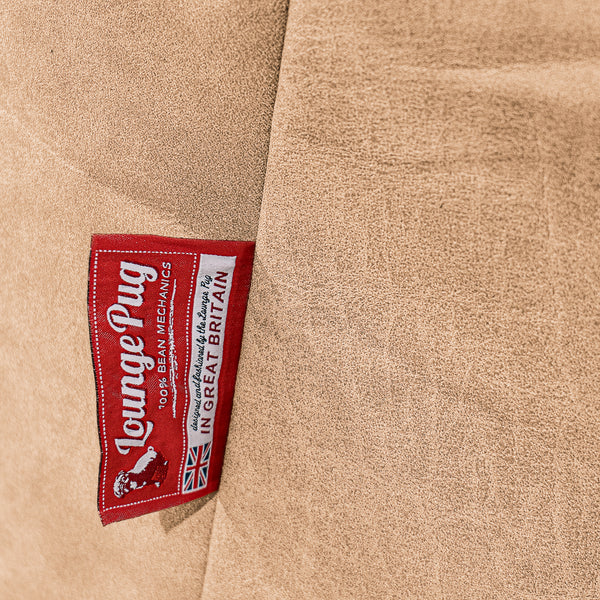 XL Pillow Beanbag - Distressed Leather Honey Brown Fabric Close-up Image