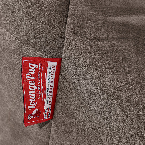 The 3 Seater Albert Sofa Bean Bag - Distressed Leather Natural Slate Fabric Close-up Image