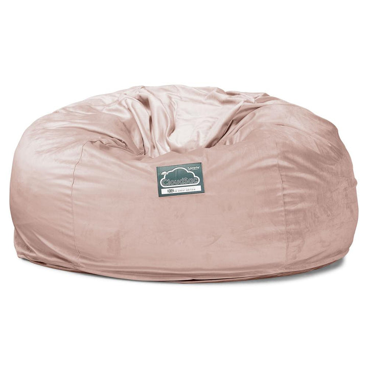 LOUNGE PUG Jumbo Memory Foam Bean Bag Sofa XXL Giant Beanbag Love Seat Velvet Rose Pink CloudSac 1010