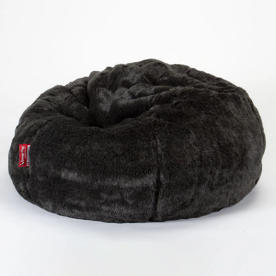 LOUNGE PUG Fluffy FAUX FUR Bean Bag Chairs CLASSIC Gaming Chair Beanbags Black