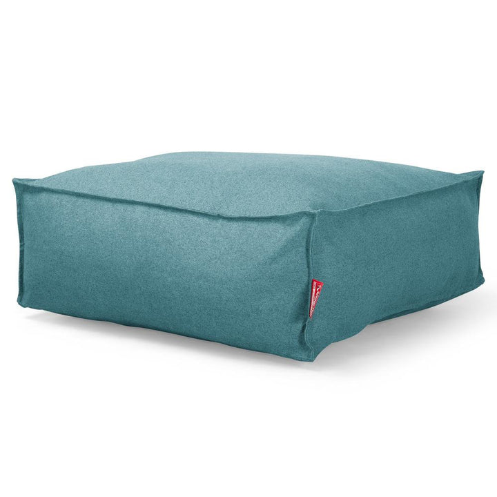 LOUNGE PUG CloudSac 250 Memory Foam Ottoman Pouf Interalli Wool Aqua Blue