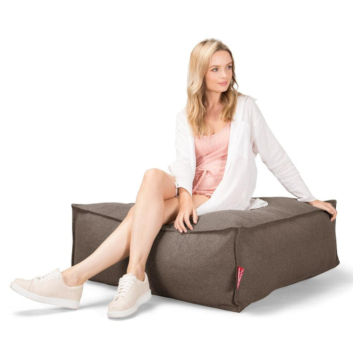 LOUNGE PUG CloudSac 250 Memory Foam Ottoman Pouf Interalli Wool Biscuit