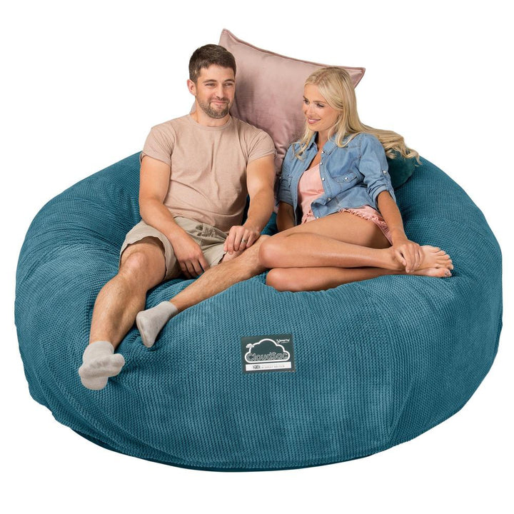 CloudSac 3000 XXL King Sized Memory Foam Beanbag Sofa - Pom Pom Aegean Blue 04