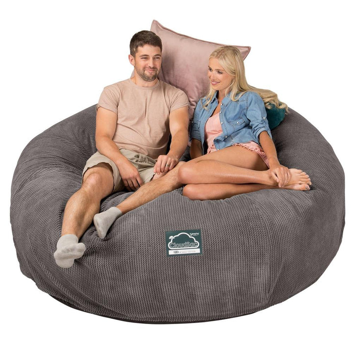 CloudSac 3000 XXL King Sized Memory Foam Beanbag Sofa - Pom Pom Charcoal Grey 04