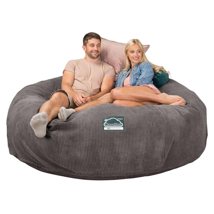 CloudSac 3000 XXL King Sized Memory Foam Beanbag Sofa - Pom Pom Charcoal Grey 05