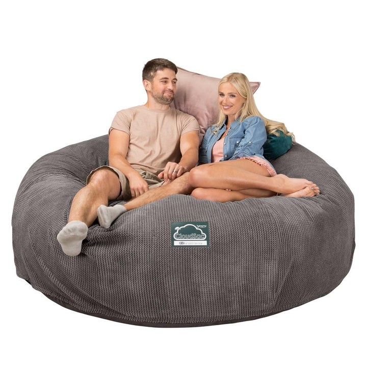 CloudSac 3000 XXL King Sized Memory Foam Beanbag Sofa - Pom Pom Charcoal Grey 01