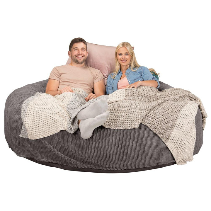 CloudSac 3000 XXL King Sized Memory Foam Beanbag Sofa - Pom Pom Charcoal Grey 03