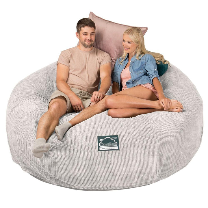 CloudSac 3000 XXL King Sized Memory Foam Beanbag Sofa - Pom Pom Ivory 04