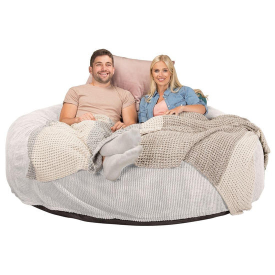 CloudSac 3000 XXL King Sized Memory Foam Beanbag Sofa - Pom Pom Ivory 03