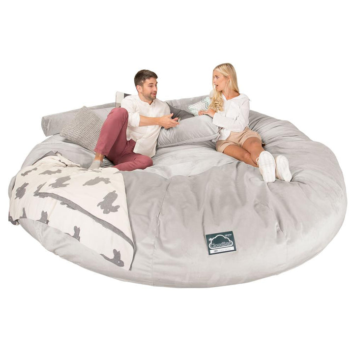 CloudSac 5000 XXXXXL Titanic Memory Foam Beanbag Sofa - Velvet Silver 03