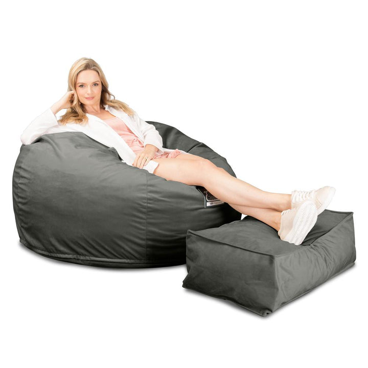 CloudSac 510 XL Large Memory Foam Beanbag - Velvet Graphite Grey 01