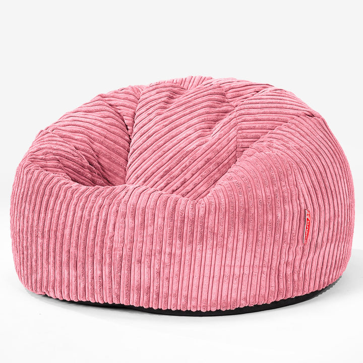 LOUNGE PUG CloudSac 200 Kids Bean Bag Sofa Memory Foam Giant Childrens Beanbag Cord Coral Pink