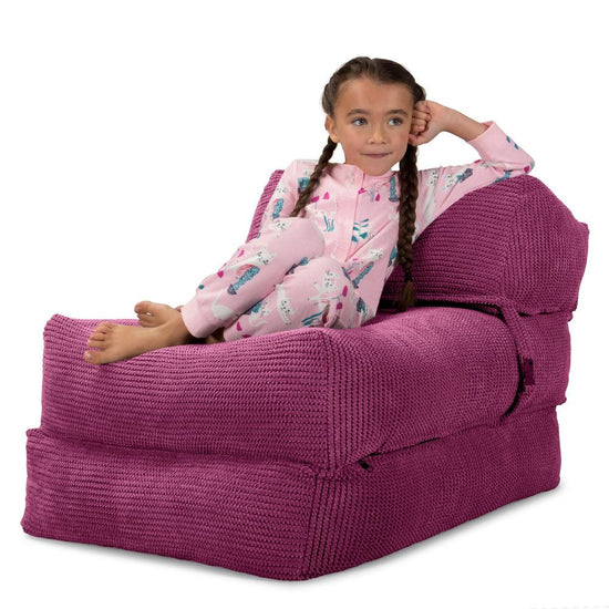 LOUNGE PUG Avery Single Futon Chair Bed Folding Sofa Bed Guest Bed Pom Pom Pink