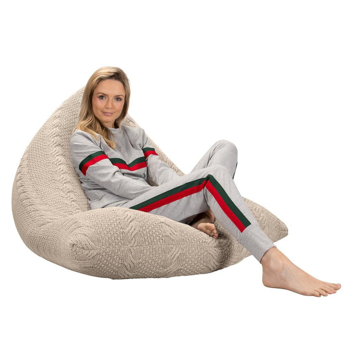 Gaming Lounger Bean Bag - 100% Cotton Cable Cream 03