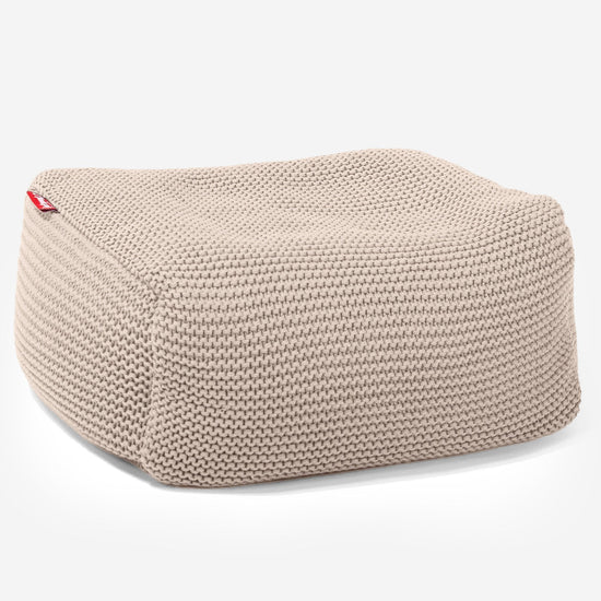 LOUNGE PUG ELLOS KNIT Bean Bag Footstool Small CREAM (Size 20cm H x 30cm D x 40cm Wide)