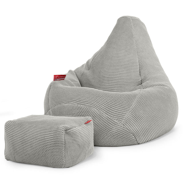 Highback Bean Bag Chair - 100% Cotton Ellos Graphite Grey 01