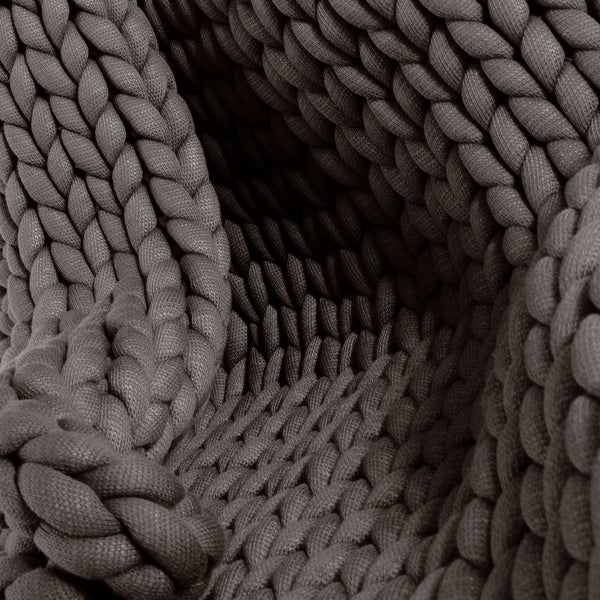 Weighted Blanket for Adults - Chunky Knit Grey Fabric Close-up Image