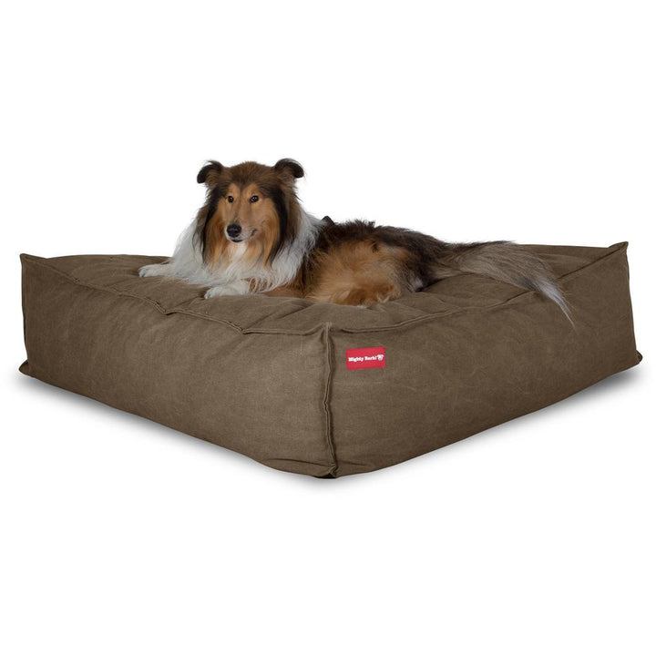 The Crash Pad Memory Foam Dog Bed - Canvas Earth 01